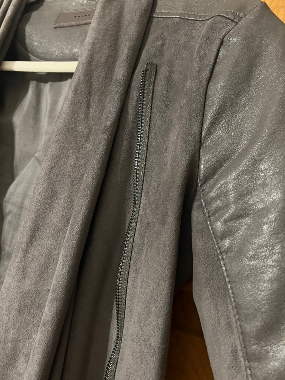 Blank NYC Gray Draped Faux Suede Leather Jacket - Picture 3 of 4